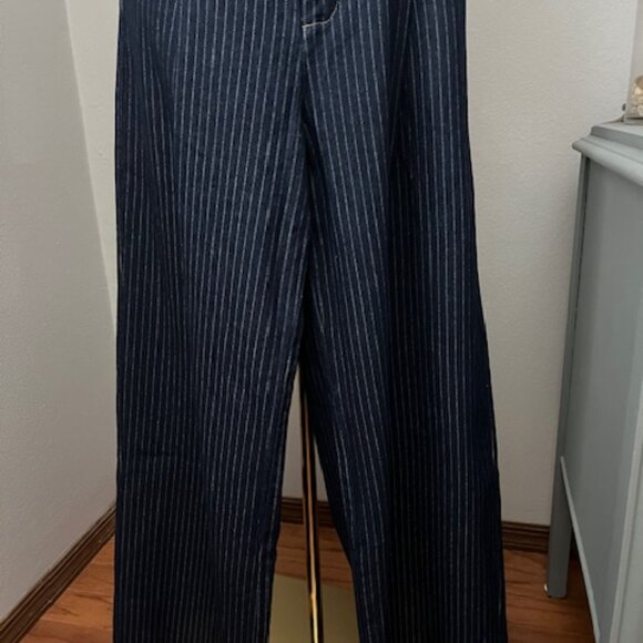 Forever 21 Pinstripe Jeans High Waist Huge Wide Legs Size 27. Like New. - Picture 3 of 7